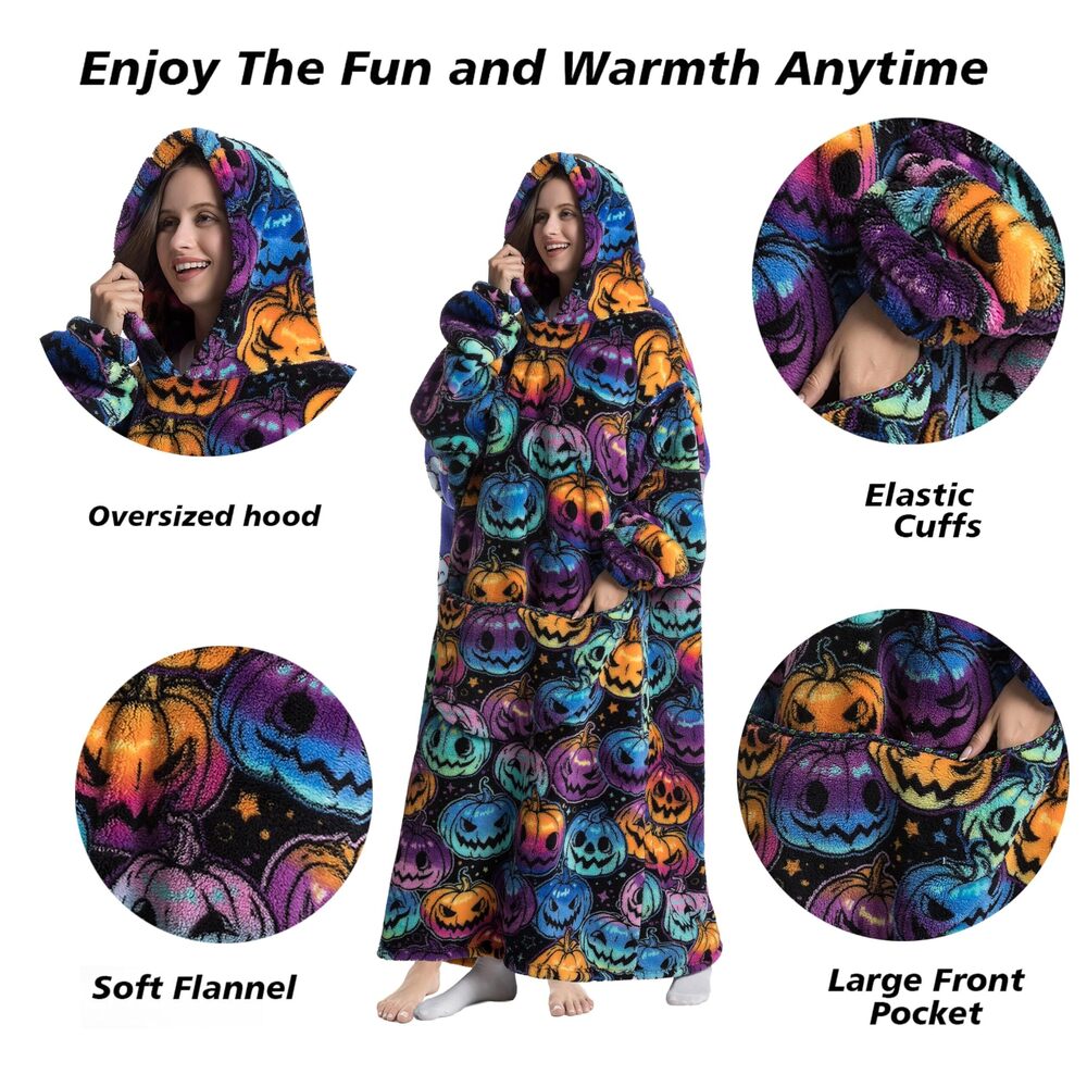 7333 Extra Long Blanket Hoodie Oversized Hoodie Blanket Long Wearable - Picture 2 of 6